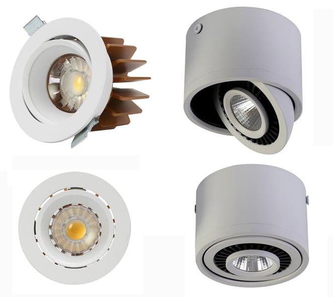 Vgradeni (avec véhémence) et montage sur la surface de la rotation de l'ensemble des luminaires du corps