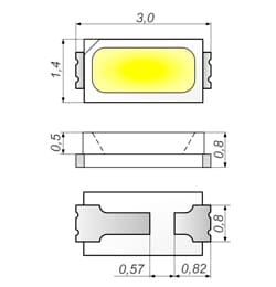 Paramètres et spécifications techniques pour les LED et ss taille standard SMD 3014