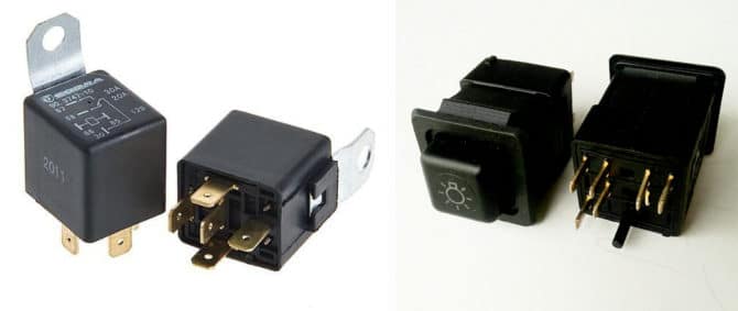 Relais et bouton de commande