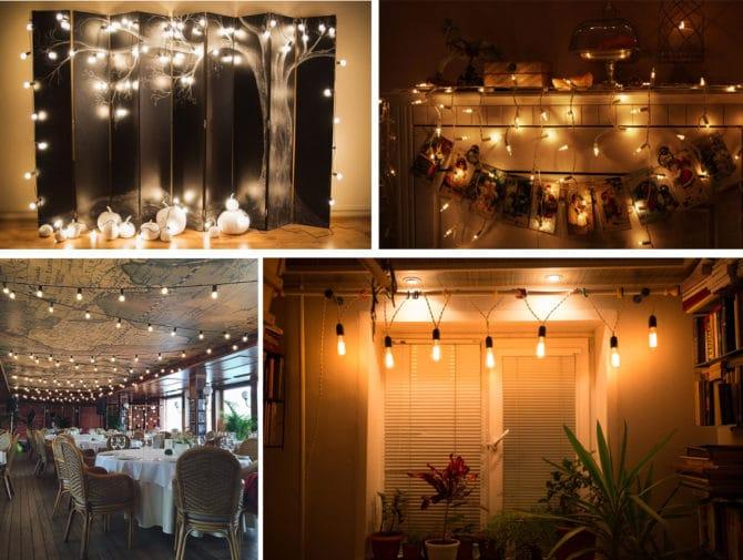 Guirlandes rétro à l'intérieur