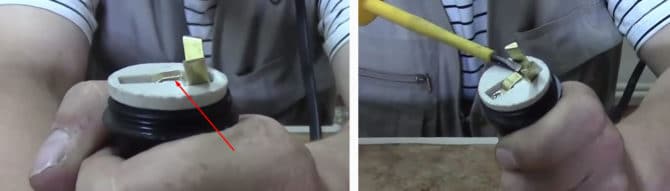 Potvane sur le contact central de la cartouche