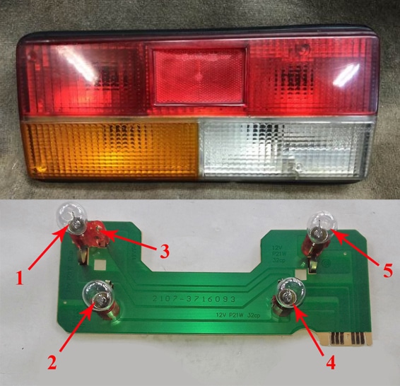 Tableau de bord pour verre et éclairage arrière VAZ 2107