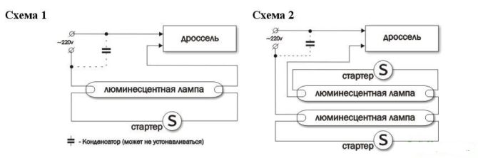 connecté à des lampes fluorescentes