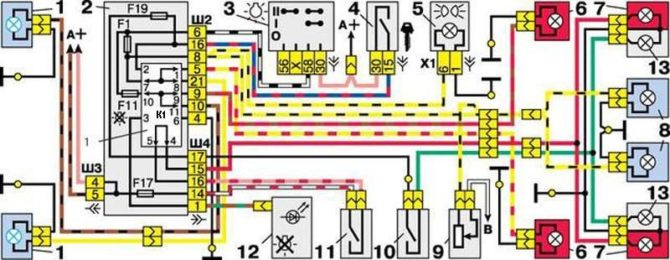 schéma pour dispositif d'éclairage extérieur VAZ 2112