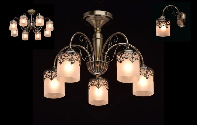 Izbor sur tavanni lampi et polylei dans la chambre de style Art Nouveau