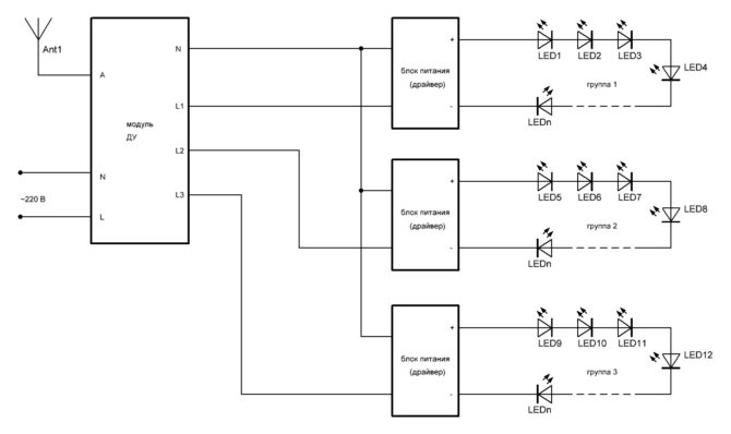 tige d'éclairage avec télécommande - schéma